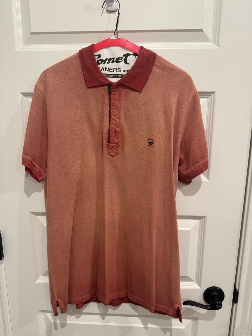 Diesel Men's Short-Sleeve Polo in Rust with Dark Red Collar